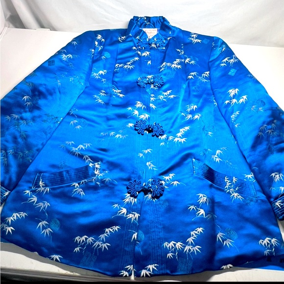 Silk Bamboo Jacket Handmade Hong Kong Front Pockets Silk Lined Small - Picture 1 of 7